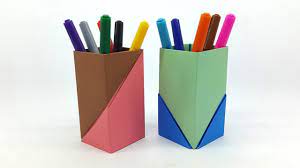 How To Make Pen Stand Origami Pen Holder Pencil Holder Ideas Origami Pencil Holder Diy Pencil Holder Paper Craft Tutorials