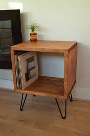 Industrial Vinyl Storage Unit Hairpin Leg Record Player Unit Storage Beside Table Scaffold Board Turntable Lp Reclaimed Rustic Vinyl Storage Record Player Record Player Storage