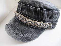 Cadet Hat Military Hat Distressed Jean Hat Band Band Etsy Cadet Hat Military Hat Hats For Women