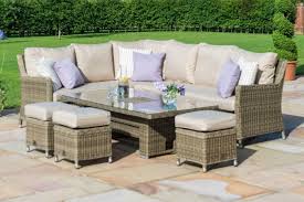 Denver curved rattan complete sofa set in classic grey/black weave mix. Maze Winchester Natural Rattan Corner Dining Set With Ice Bucket And Rising Table Win V 205524r Morale Garden Furniture