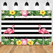 Hawaiian floral pattern black background. Flamingo Backdrop Summer Tropical Hawaiian Floral Birthday Party Banner Photo Background Black And White Stripe Photo Backdrops Background Aliexpress