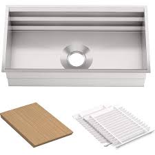 And this article will guide you if you are wondering which kitchen sink and sink material will be the right one for you. Prolific 33 Inch Workstation Stainless Steel Single Bowl Kitchen Sink With Included Accessories 11 Inches Deep 18 Gauge Undermount Installation K 5540 Na Walmart Canada