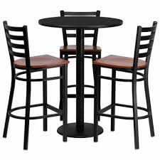 Thanks to the clean design, its charm is understated in a rustic kind of way. 30 Round Black Table Set With 3 Cherry Wood Seat Metal Bar Stools Md 0013 Gg