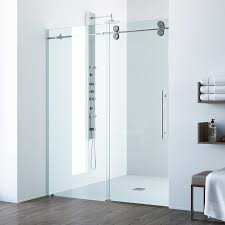 Lowes shower stalls with seats. Vigo Elan 74 In H X 44 In To 48 In W Frameless Sliding Chrome Shower Door Clear Glass In The Shower Doors Department At Lowes Com