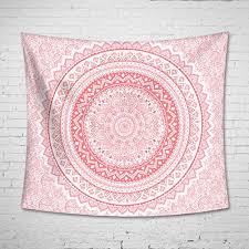 Mandala Hippie Wall Tapestry Hanging Uphome Light Weight Polyester Fabric Wall Decor 51 H X 60 W Light Pink Fabric Wall Decor Fabric Wall Wall Tapestry