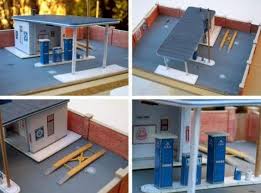 German Service Station Paper Model By Franz Bohmer Via Kartonmodellbau A Cool Paper Model Of A Ge Paper Models Free Paper Models Model Train Layouts