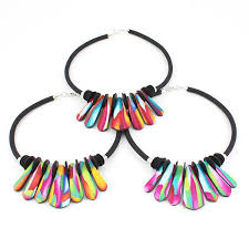 Collier Ethnique Multicolore En Pa Te Polyma Re Collier Pate Fimo Collier En Pate Polymere Bijoux Pate Fimo