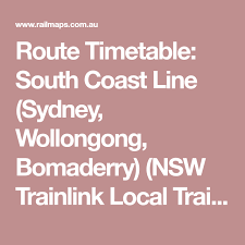 Route Timetable South Coast Line Sydney Wollongong Bomaderry Nsw Trainlink Local Train Wollongong Visit Sydney Train