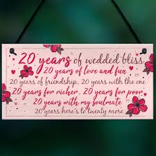 The modern anniversary gift is platinum giving you the perfect excuse to update her outdated gold wedding ring and placing her diamond in a new platinum setting. 20th Wedding Anniversary Card Gift For Husband Wife Twenty Year