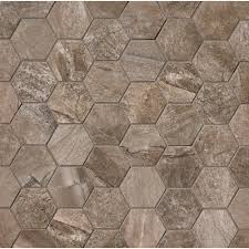 Stone Mountain Floor Wall Mosaic In Taupe Porcelain Mosaic Tile Hexagonal Mosaic Flooring