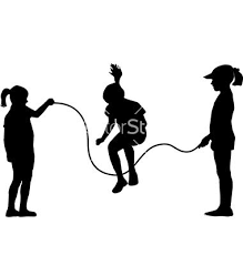 Children Silhouettes Jumping Rope Vector On Vectorstock Kids Silhouette Silhouette Art Silhouette
