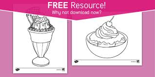 Ice cream sundae coloring page. Free Ice Cream Sundae Coloring Sheet