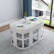 Would work great as a baking station with all the spices in a tiny kitchen and could be a dining table as well. Marble Solid Wood Dining Table And Chair Combination Hidden Dining Chair Modern Shopee Malaysia