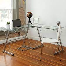 Upgrade to 2 day shipping with amazon prime. Walker Edison 3 Piece Contemporary Desk Silver With Clear Glass D51l29