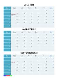 July August September 2022 Calendar With Holidays Printable Four Quarters In 2020 Holiday Printables Printables January February March