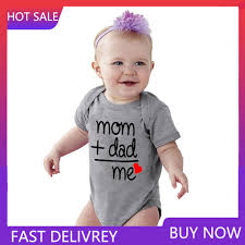 Fa Mom Dad Me Letter Print Newborn Baby Onesies Short Sleeve Summer Bodysuit Romper Shopee Brasil