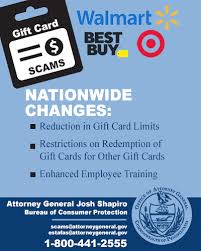 We did not find results for: Attorney General Josh Shapiro Announces Nationwide Gift Card Policy Changes From Walmart Target And Best Buy To Protect Consumers From Scams Pa Office Of Attorney General