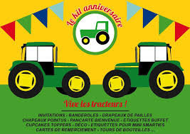 Carton remerciements anniversaire turquoise beige. Pack Anniversaire Tracteur Personnalise Tete De Coucou