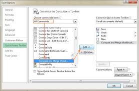 Add The Compare And Merge Workbooks Feature To The Quick Access Toolbar Excel Shortcuts Excel Excel Tutorials