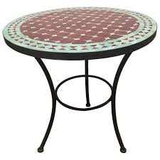 How to make a mosaic table top with ceramic tiles for outdoors in your garden. Moroccan Round Mosaic Tile Bistro Table Indoor Or Outdoor At 1stdibs