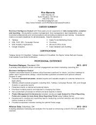sample resume business data analyst
