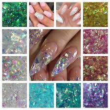 Unicorn Flakes Cosmic Mylar Glitter Mix Iridescent Rainbow Clear Nail Art Kokoglitterbel Clear Nails Mylar Nails Nail Designs