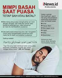 Ketentuan batalnya puasa pada kasus ini adalah jika air mani keluar akibat pertemuan dengan dua keluarnya air mazi ini yang tidak secara sengaja, maka hukum puasanya tetaplah sah. Infografis Hukum Mimpi Basah Saat Puasa Di Bulan Ramadan