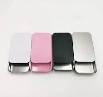 Custom Embossed Mini Slide Lid Tin Box Rectangular Empty Black Sliver  Stocking Mint Candy Tinplate 80ml Candle Storage
