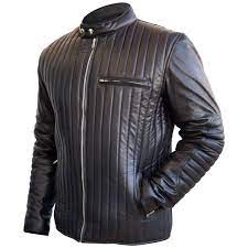 Leather Skin Men Black Rib Quilted Genuine Leather Jacket Stylish Leather Jacket Leather Jacket Men Men S Leather Jacket