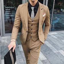 Men S 3pc Suit Slim Fit Casual One Button For Wedding Business Slim Fit Suits Wedding Suits Men Slim Fit Suit Men