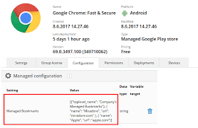 Google chrome is specially designed for android mobiles. Example How To Deploy Managed Bookmarks To Managed Chrome App Android Miradore Support