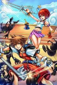 Official kingdom hearts sora art. Sora And Kairi Fighting In Olympus Coliseum Art By Me Kingdomhearts