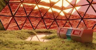 Small Garden Under A Geodesic Dome On Mars Geodesic Dome Geodesic Dome