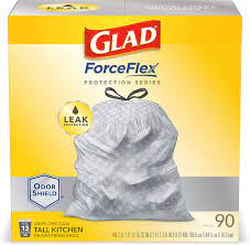 Hefty strong trash/garbage bags ( kitchen drawstring winner: Amazon Com Glad Forceflex Protection Series Tall Kitchen Trash Bags 13 Gal Unscented Odorshield 90 Ct Package May Vary Health Personal Care