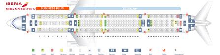 Seat Map Airbus A340 600 Iberia Best Seats In The Plane
