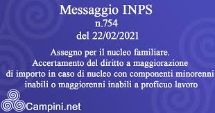 Spetta un assegno familiare per ogni familiare a carico. Assegno Per Il Nucleo Familiare Messaggio Inps N 754 Del 22 02 2021