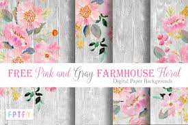 Download high res free photoshop pink floral pattern. 4 Free Pink Gray Farmhouse Floral Digipaper Free Pretty Things For You