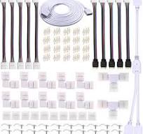 4 Pin LED Strip Connector Kit for 5050 RGB(NOT RGBIC) 10mm LED Light  Strip,Include 8 Types of Solderless Accessories,Provide Most of Parts for  DIY ...