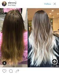 Since bleaching agents used on the hair are meant to remove pigment in order to lighten the hair, there seems to be no logical reason to use bleach on gray hair. Brown To White Ombre White Ombre Hair White Hair Highlights Ombre Hair