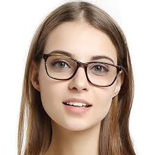 Womens Blue Light Block Rectangle Stylish Eyewear Frame Non Prescription Clear Eyeglasses Brown Eyewear Frames Glasses Women