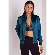 Missguided Satin Bomber Jacket Teal Coats Jackets Women Satin Bomber Jacket Bomber Jacket
