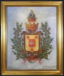Antique French Coat Arms Heraldry Painting Boulogne Sur Mer Pas De Calais Dover Monogram Art Coat Of Arms Crest Monogram