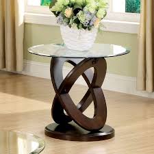 Furniture Of America Tayah Contemporary Glass Top End Table Dark Walnut Walmart Com Glass Top End Tables Glass End Tables Glass Top Coffee Table