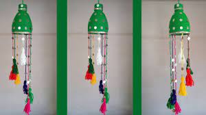 Diy Plastic Bottle Crafts How To Make Beautiful Waste Bottle Hanging For Home Decoration Youtub Plastic Bottle Crafts Waste Bottle Craft Bottle Crafts