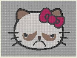 This little pattern is great for beginners. Grumpy Hello Kitty X Stitch Cross Stitch Animals Cross Stitch Cross Stitch Patterns