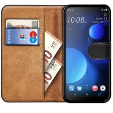 Conie Tasche Hülle für HTC Desire 19+ Klapphülle Book Cover Handy Schutz Hülle Etui, Schwarz