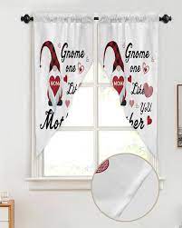 Amazon.com: Swag Curtain Valances Gnome One Like You Mom Short Swag Topper  for Small Windows Love Heart White Window Curtain Tiers for Kitchen Bedroom  Living Room 72