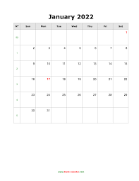 Download Blank Calendar 2022 12 Pages One Month Per Page Vertical