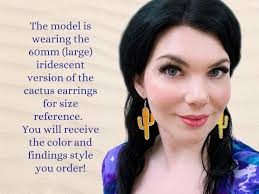 Lime Green Cactus Earrings