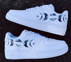 Custom All Black Air Forces To The Moon Af1 Nike Air Shoes Hype Shoes Custom Nike Shoes